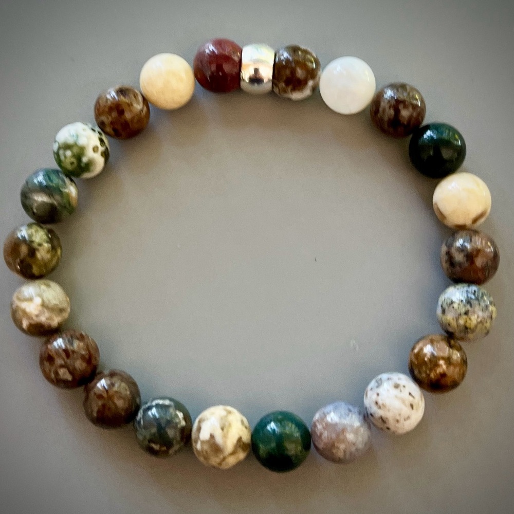 Ocean Jasper Handcrafted Bead Bracelet - Picture 3 of 7